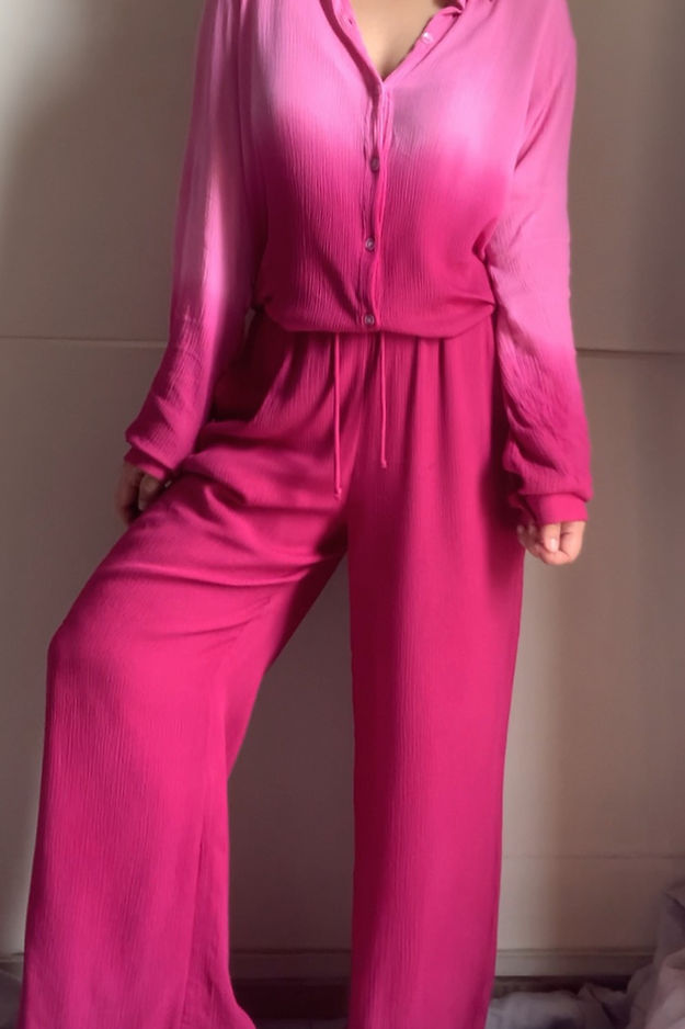 Organic Cotton Fuschia Sand Set - Lounge Wear Airport Coord Set