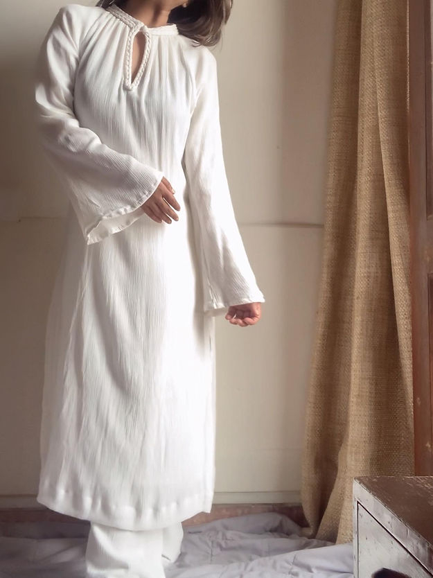 The Mira Set : WHITE Long Kurta and pant