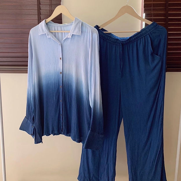 Organic Cotton Blue Ombré Sand Set - Lounge Wear Airport Coord Set