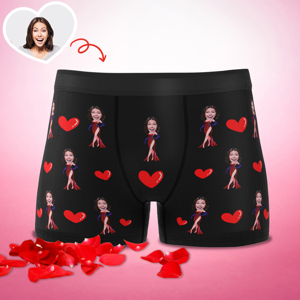Customizable Valentine's Day Boxer Briefs - Black Boxer Brief Underwear