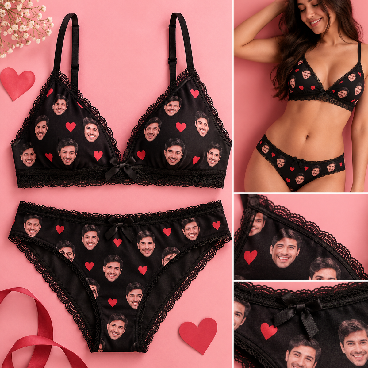 Custom Face Bralette and Panty Set