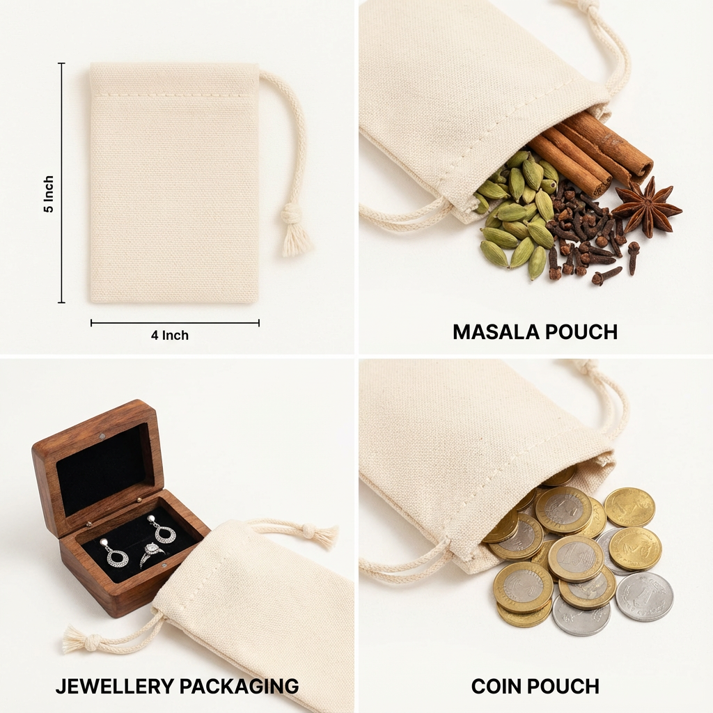 10*12 inch cotton drawstring pouch bag
