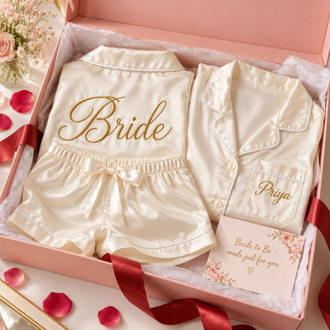 Bride-to-Be Personalised Satin Pajama Set – gift packaging