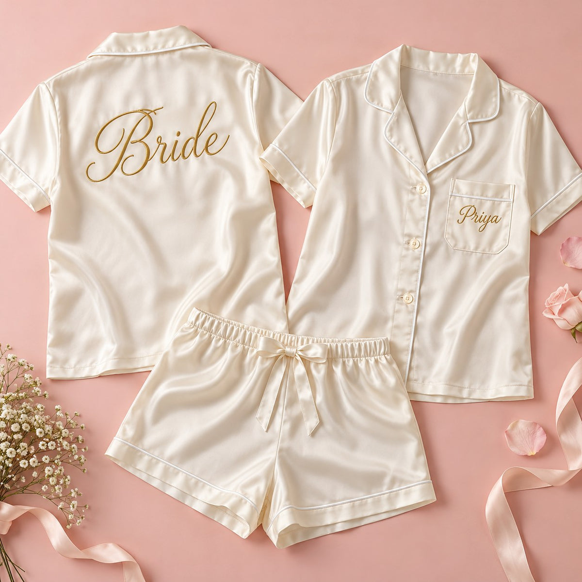 Bride-to-Be Personalised Satin Pajama Set – product photo