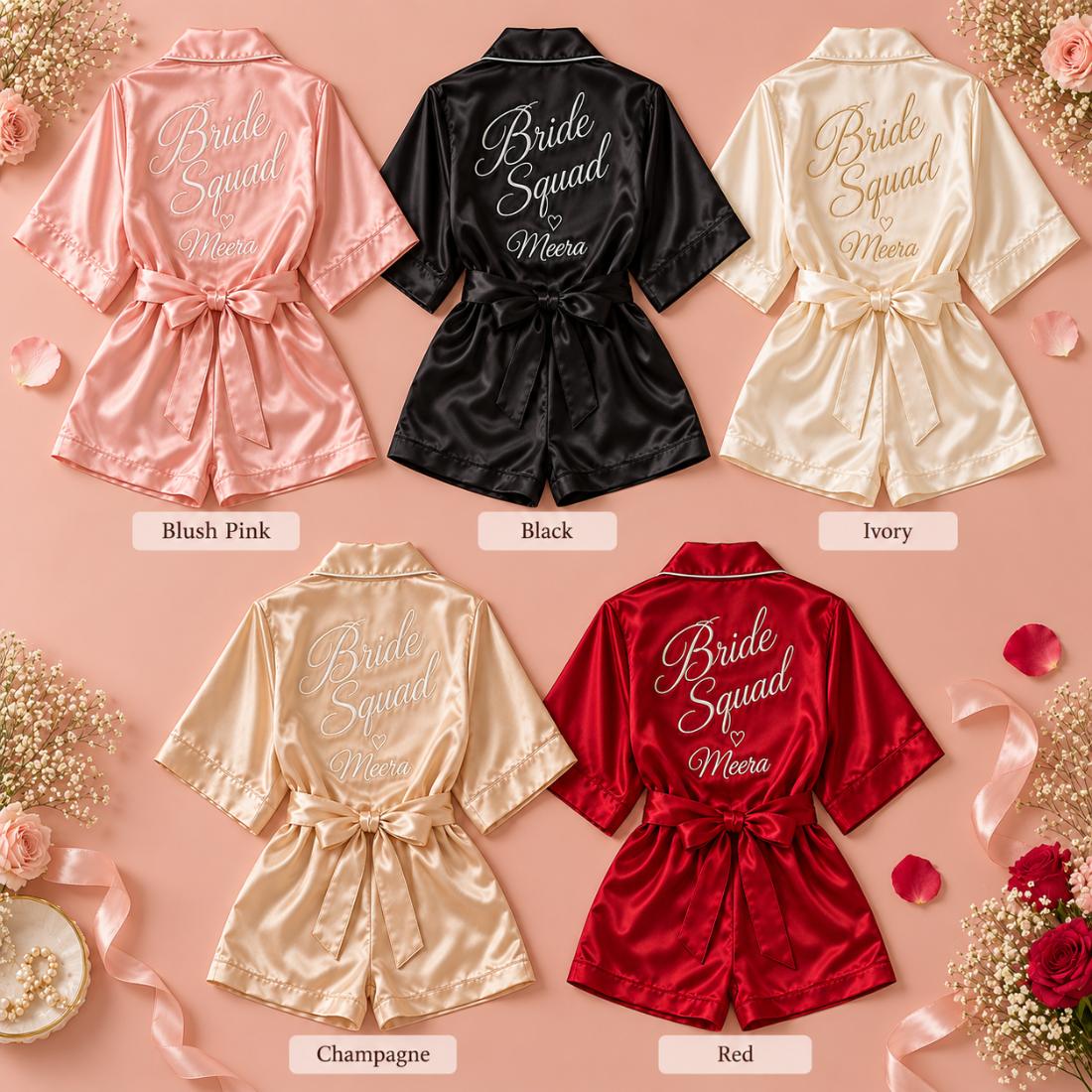 Bride Squad Personalised Satin Robe – colour options