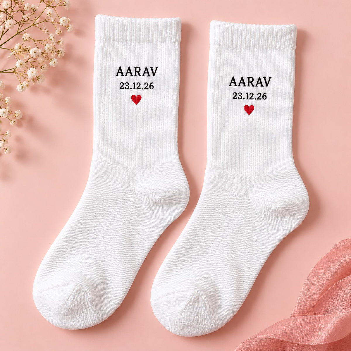 Custom Name Socks – Personalised Name, Initial & Date Printed Socks