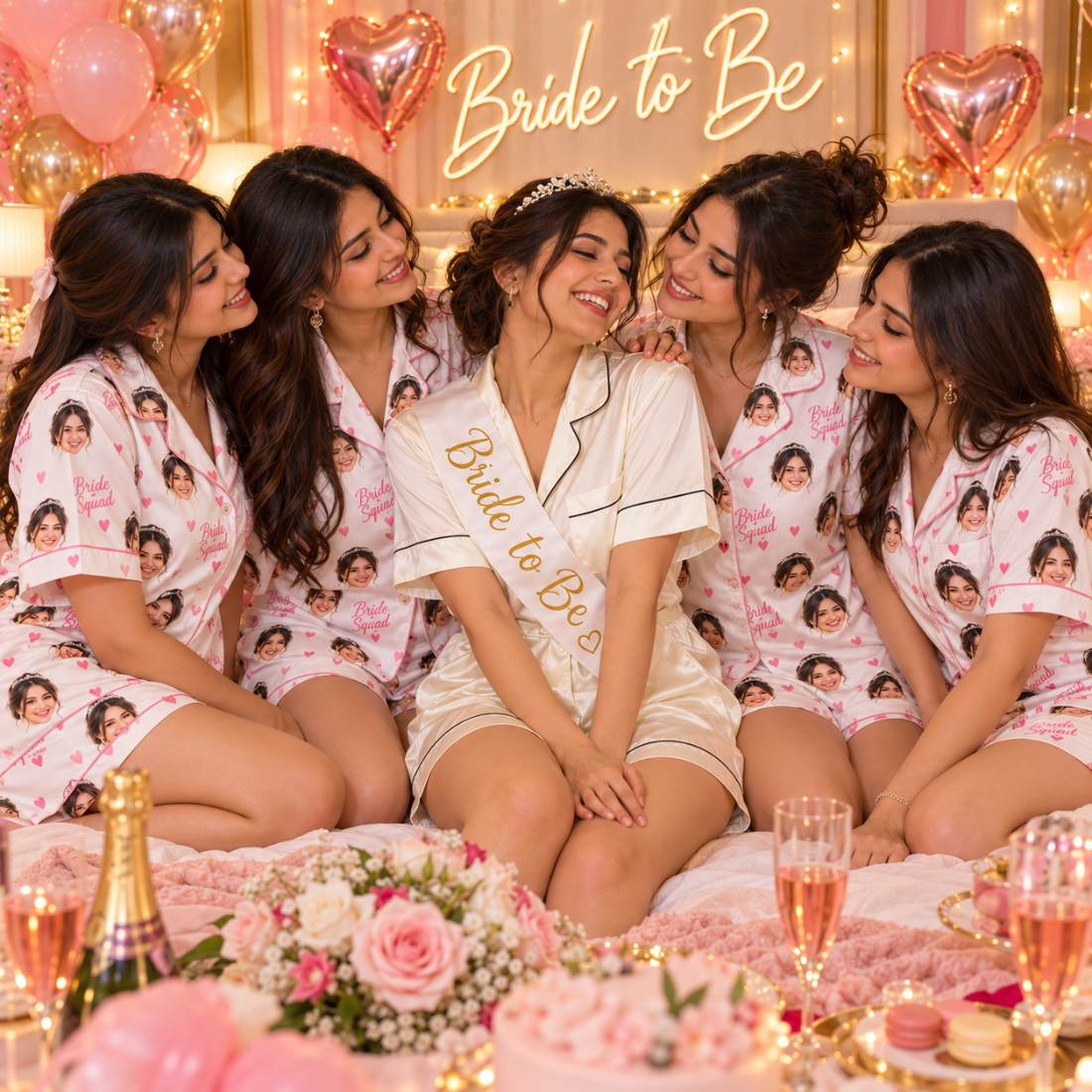 Bride's Face Squad Pajama Set – group photo