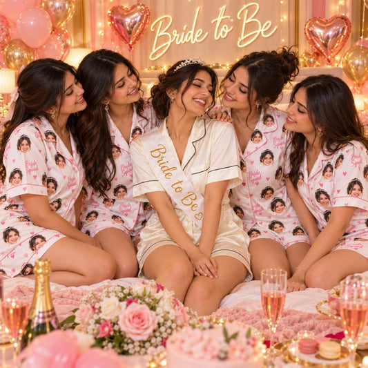 Bride's Face Squad Pajama Set – group photo
