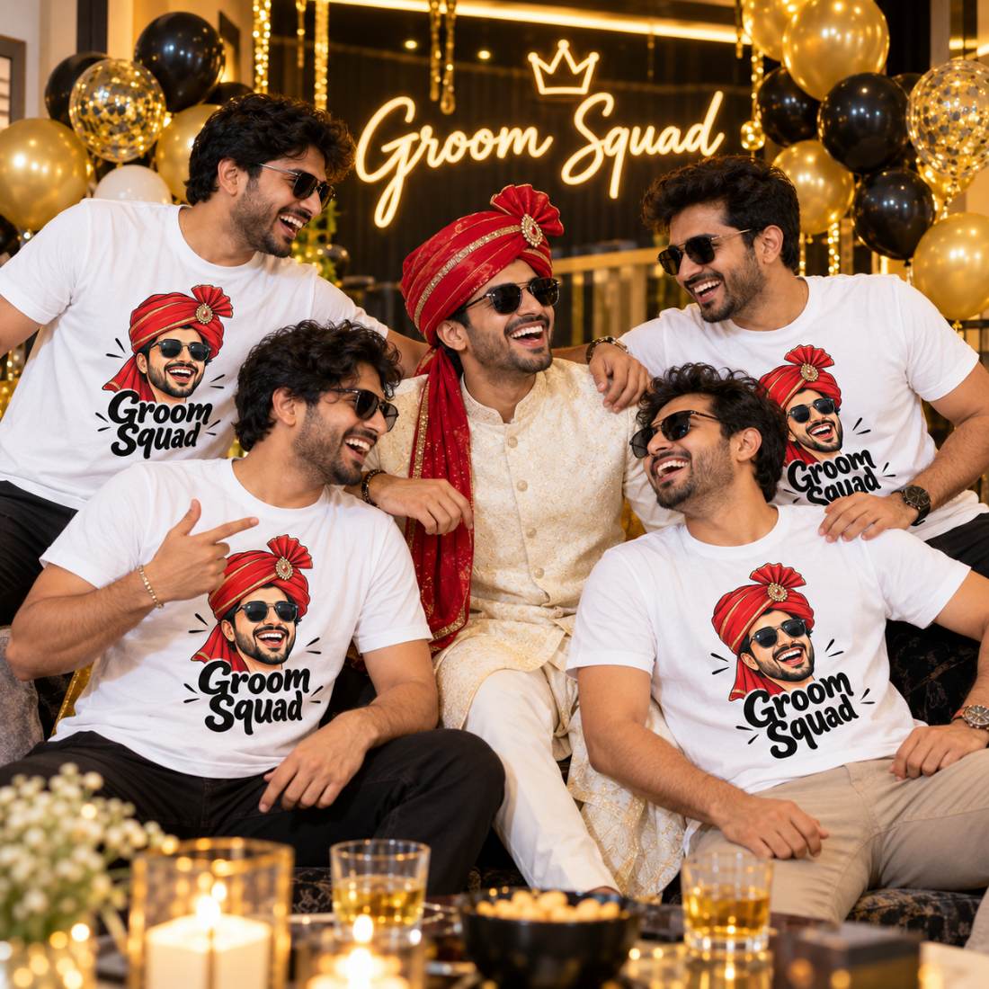 Groom's Face Squad T-Shirt – group photo