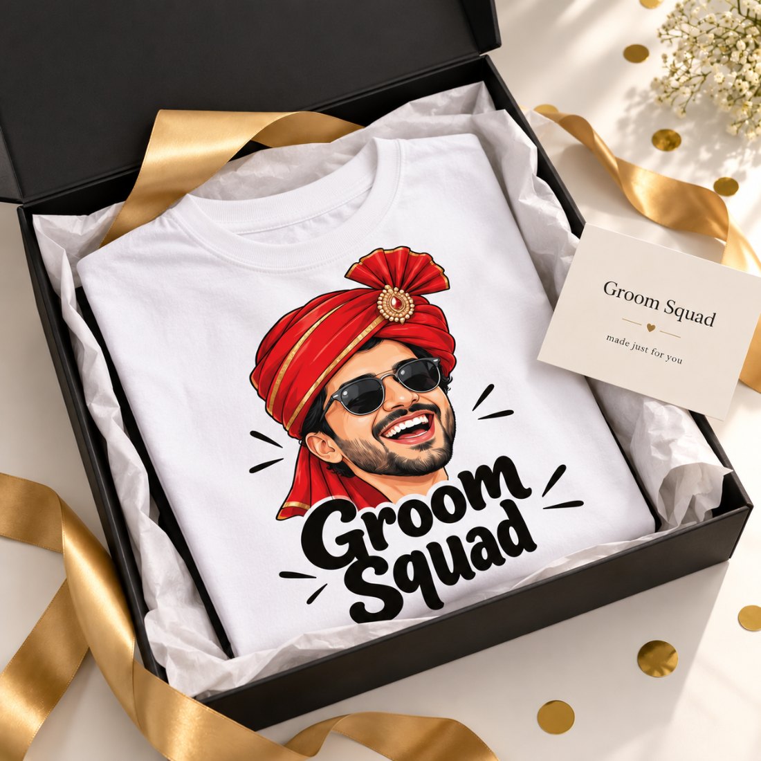 Groom's Face Squad T-Shirt – gift packaging