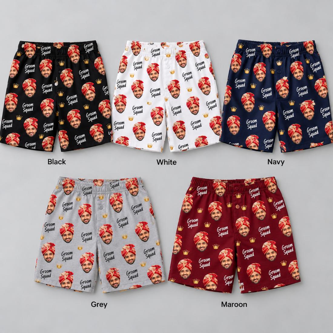 Groom's Face Boxers for the Squad – colour options