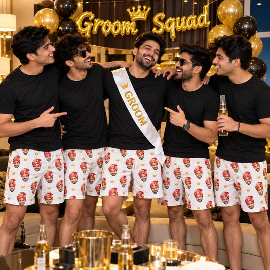 Groom's Face Boxers for the Squad – group photo