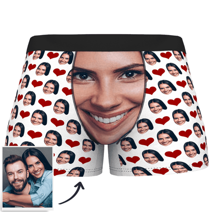 Custom Face Boxers Full of Heart Valentine's Day Gifts For Boyfriend D02