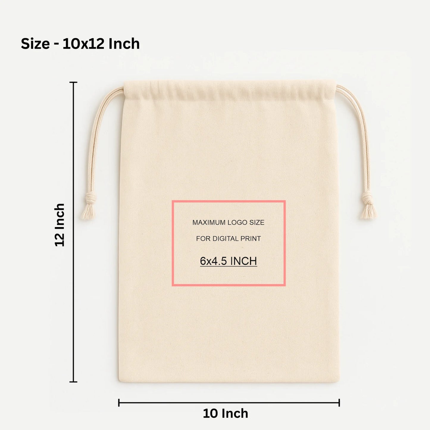 10*12 inch cotton drawstring pouch bag