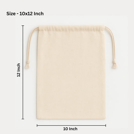 10*12 inch cotton drawstring pouch bag