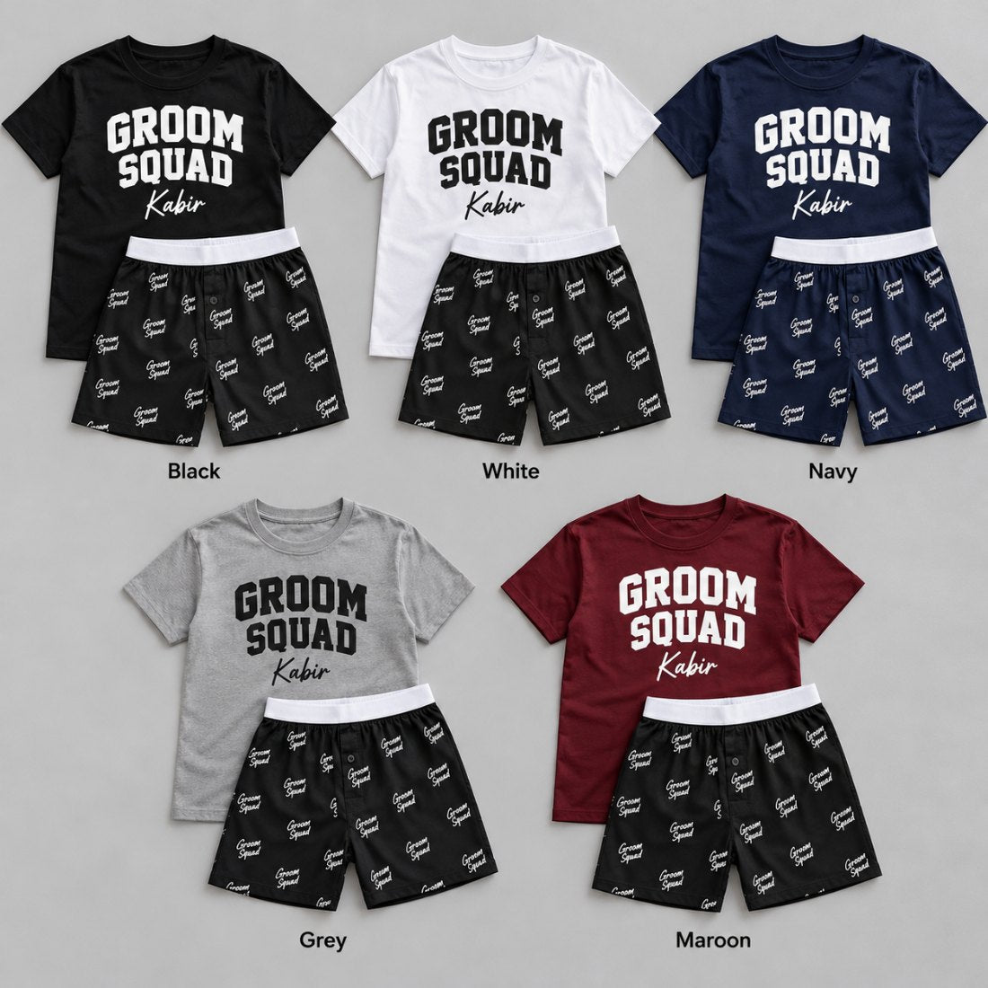 Groom Squad T-Shirt & Boxer Combo – colour options