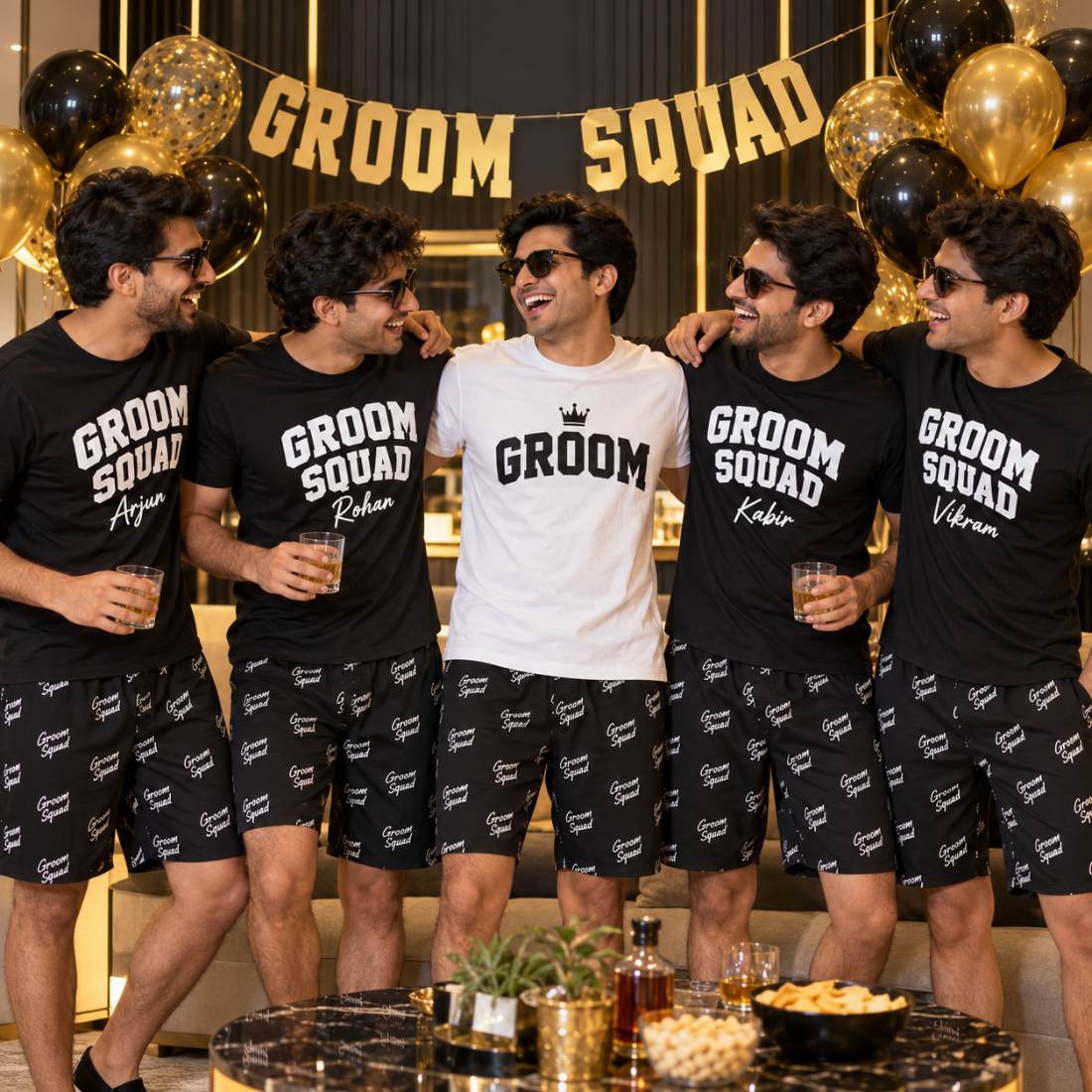 Groom Squad T-Shirt & Boxer Combo – group photo