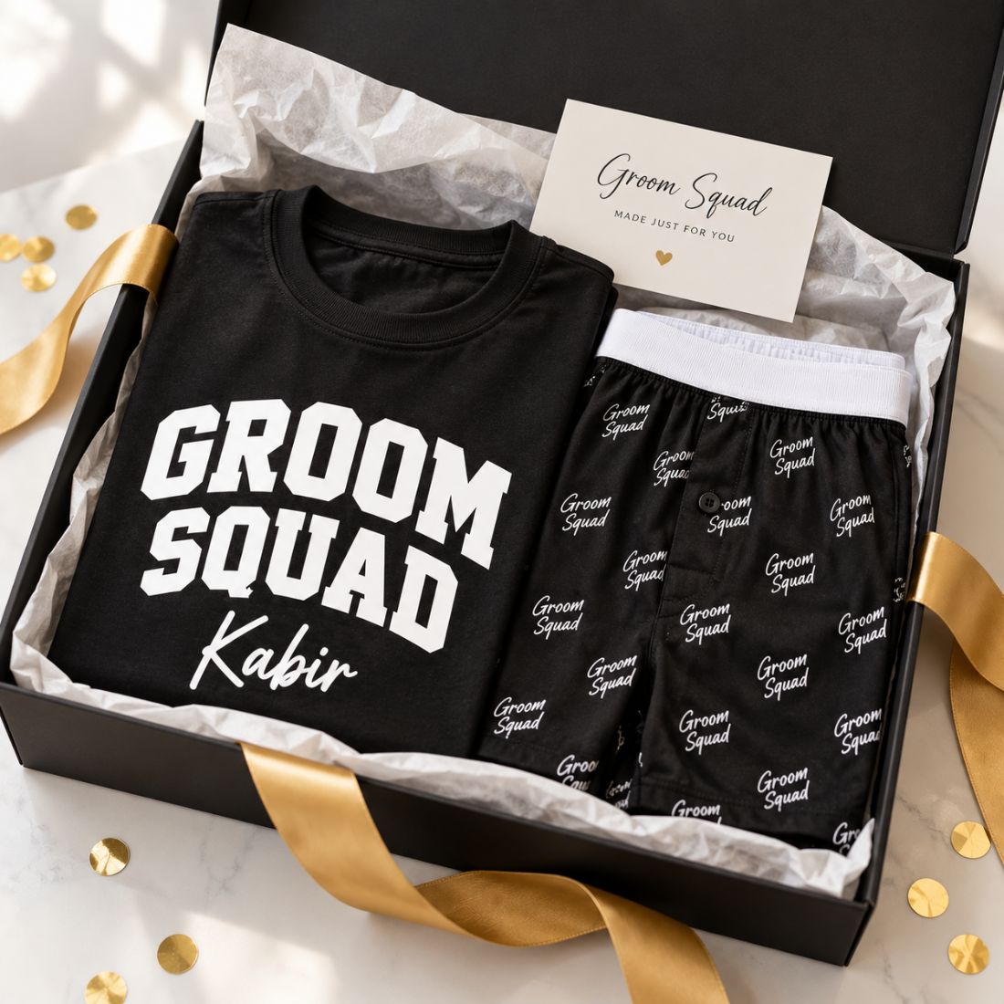 Groom Squad T-Shirt & Boxer Combo – gift packaging