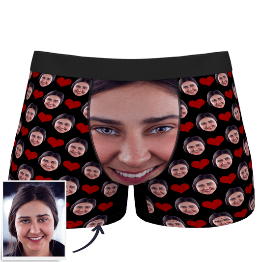 Custom Face Boxers Full of Heart Valentine's Day Gifts For Boyfriend D02