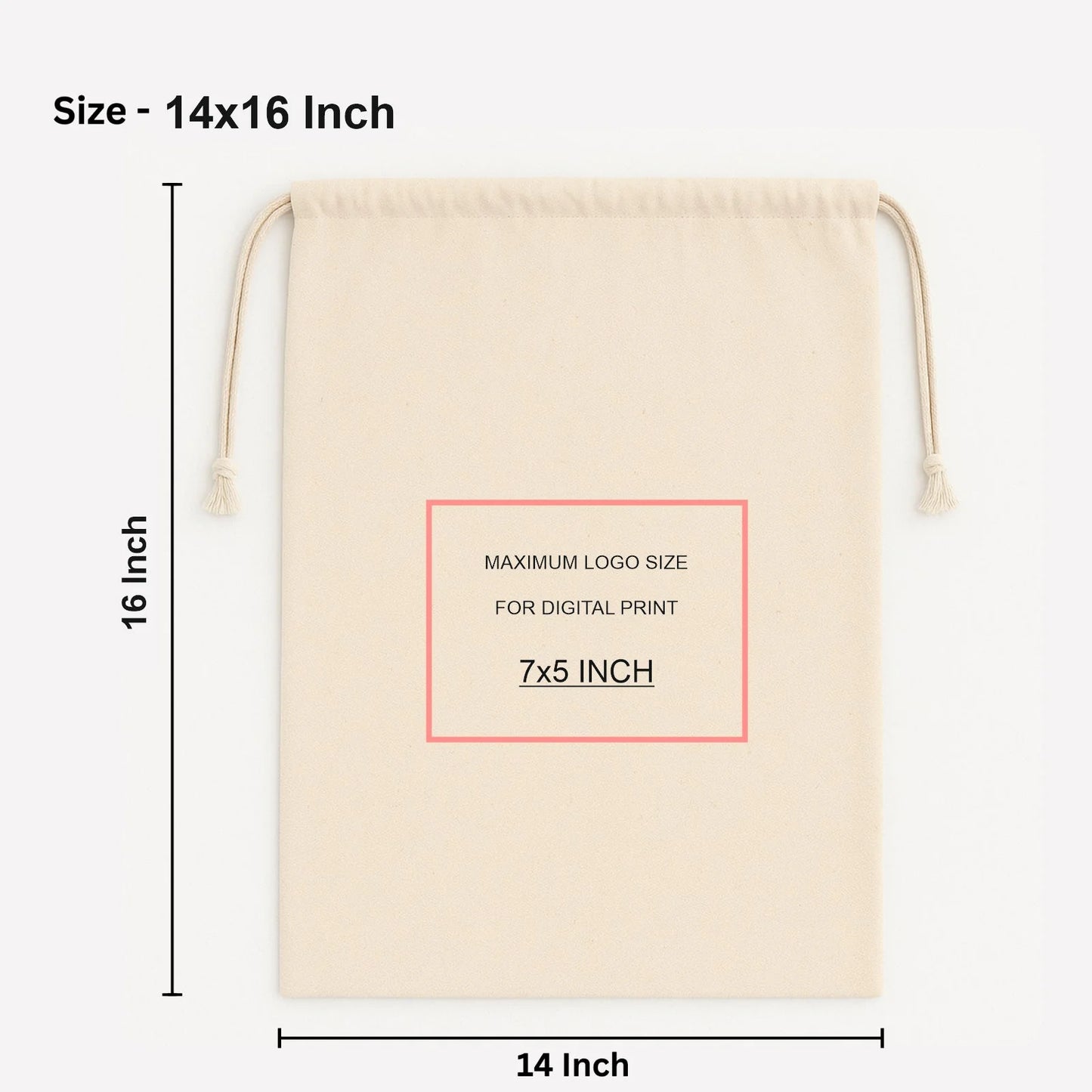 14*16 inch cotton drawstring pouch bag