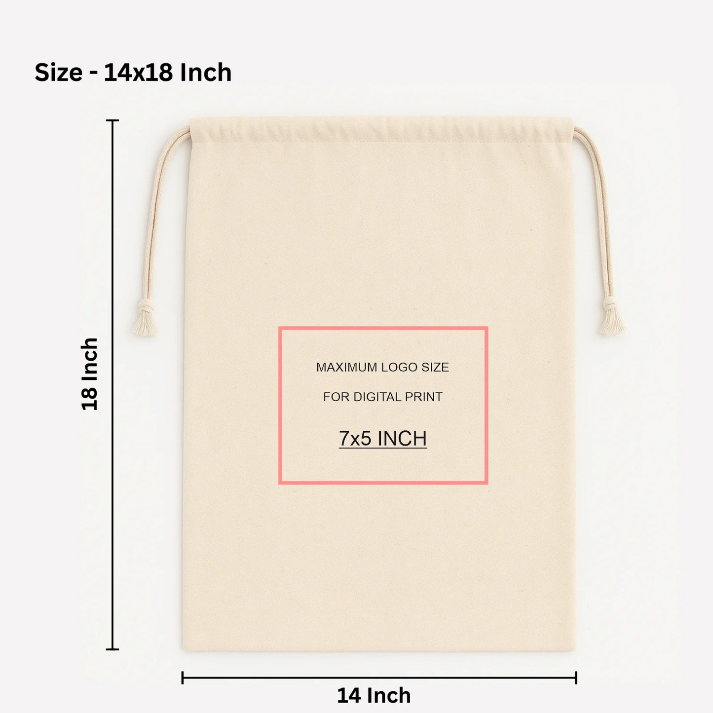 14*18 inch cotton drawstring pouch bag