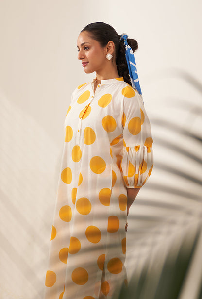 Yellow Polka Lovebirds Kurta Set