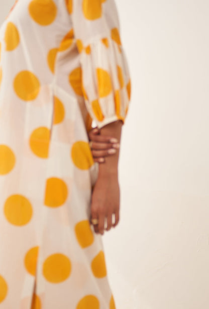 Yellow Polka Lovebirds Kurta Set