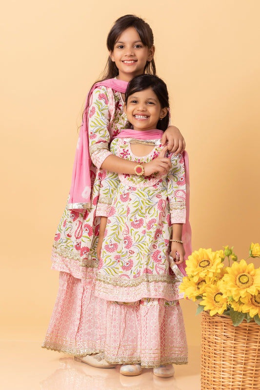 Girls- Kids Kurti Sharara and dupatta set ethnic wear