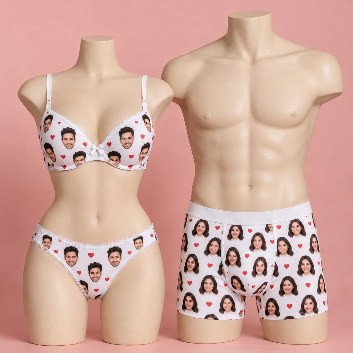 Matching Face-Print Lingerie Sets
