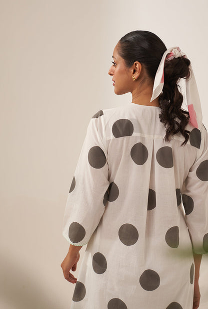 Grey Polka Lovebirds Kurta Set