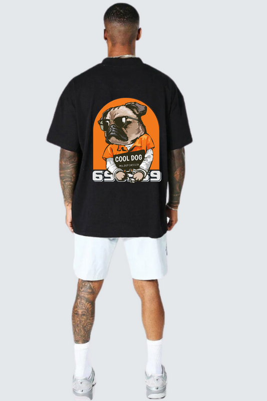 Cool Dog print pure cotton oversized t-shirt