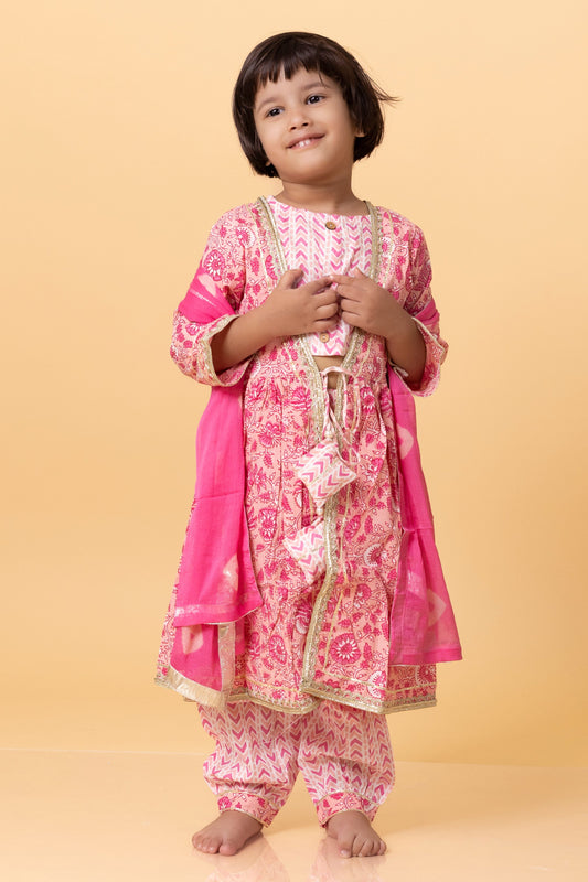 Girls- Kids Blouse Aangrakha Shrug Pants and Dupatta Set ethnic wear