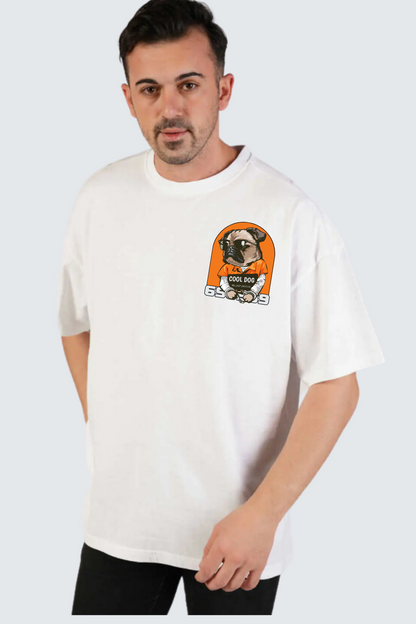 Cool Dog print pure cotton oversized t-shirt