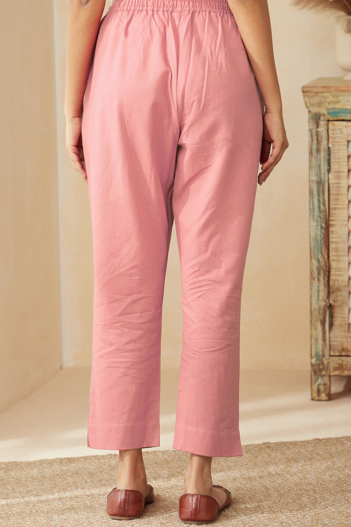 Office Wear Airy Linen Light Pink Kurta pant set