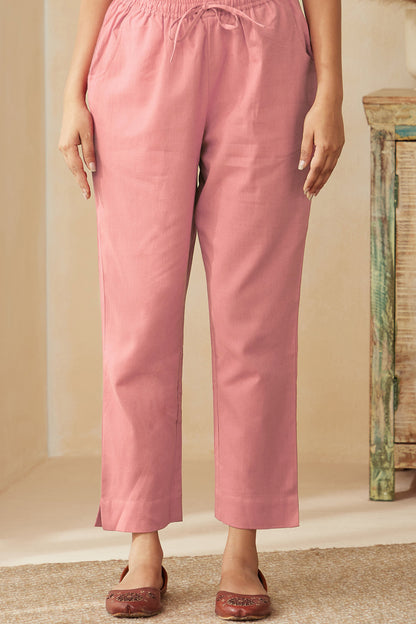 Office Wear Airy Linen Light Pink Kurta pant set