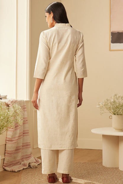 Office Wear Airy Linen off white Kurta pant set