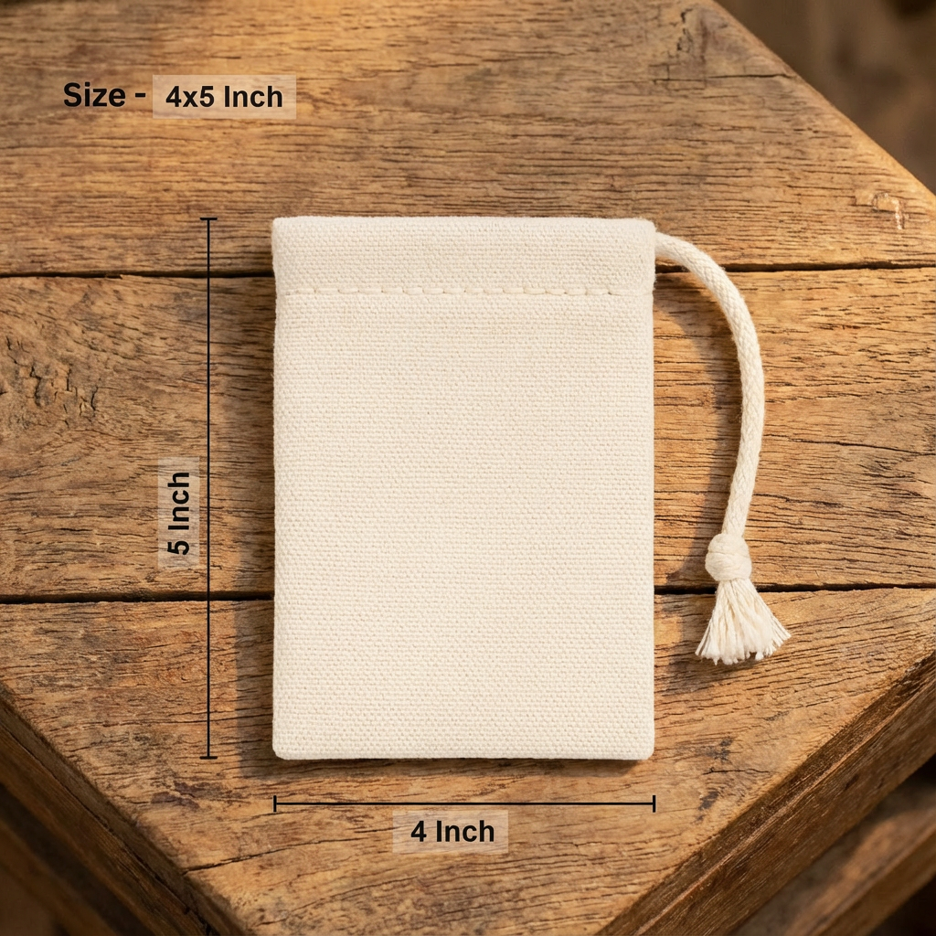 4*5 inch cotton drawstring pouch bag