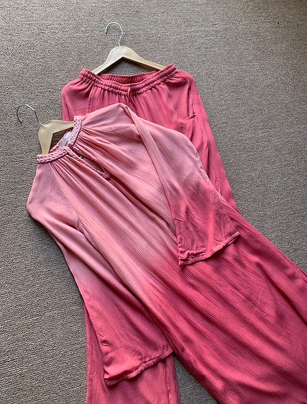 The Mira Set : Tie Dye Light Pink Long Kurta and pant