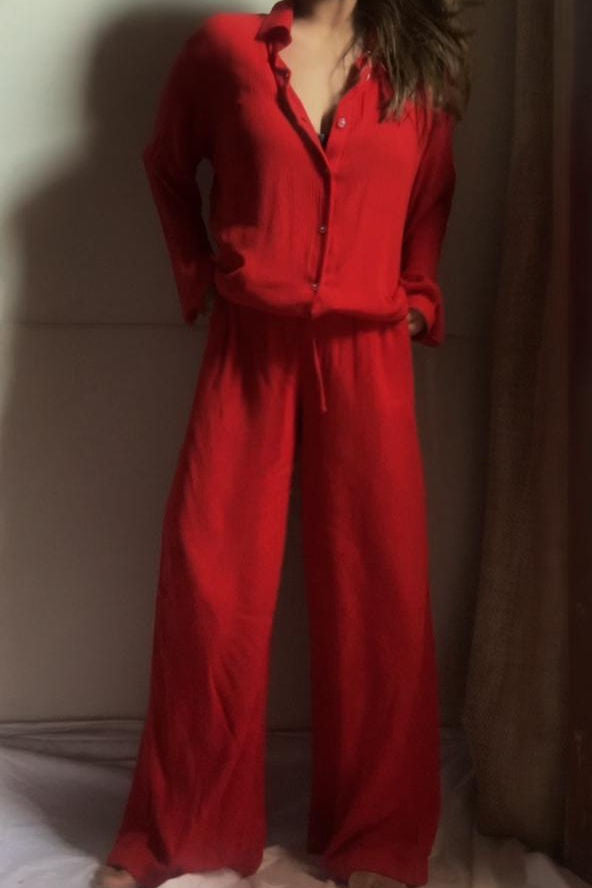 Organic Cotton Red Sand  Set - Lounge Wear Airport Coord Set