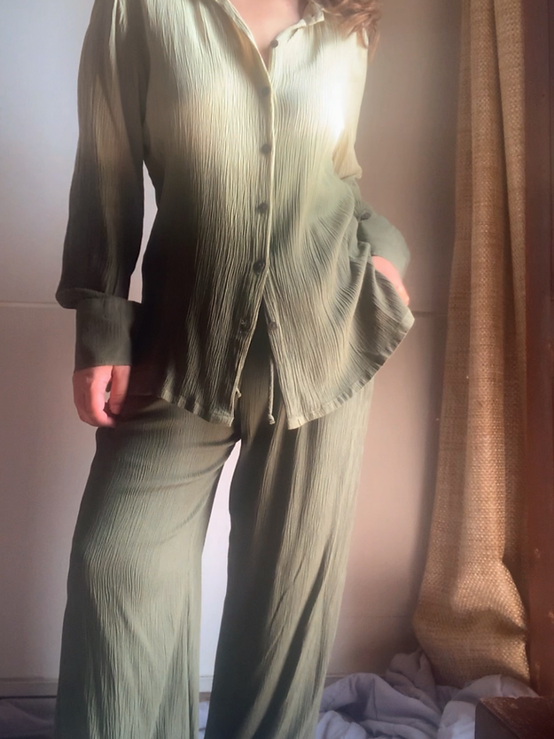 Organic Cotton Teal And Sea Green SAND SET - Lounge Wear Airport Coord Set