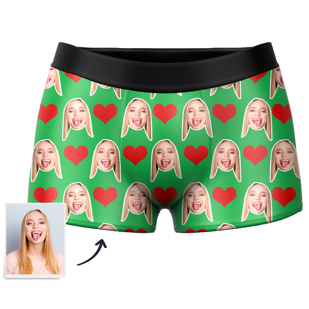 Custom Colorful Hearts Face Boxer Briefs Valentine's Day Gift for Him –  unhattar