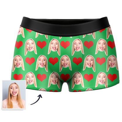 Custom Face Boxers Full of Heart Valentine's Day Gifts For Boyfriend D01