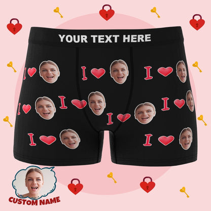 Custom I Love Your Face Boxer Briefs Valentine's Day Gift for Him D06