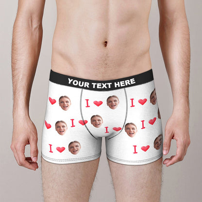 Custom I Love Your Face Boxer Briefs Valentine's Day Gift for Him D06