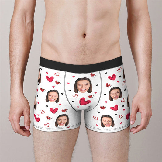 Custom Face Boxers Full of Heart Valentine's Day Gifts For Boyfriend D04