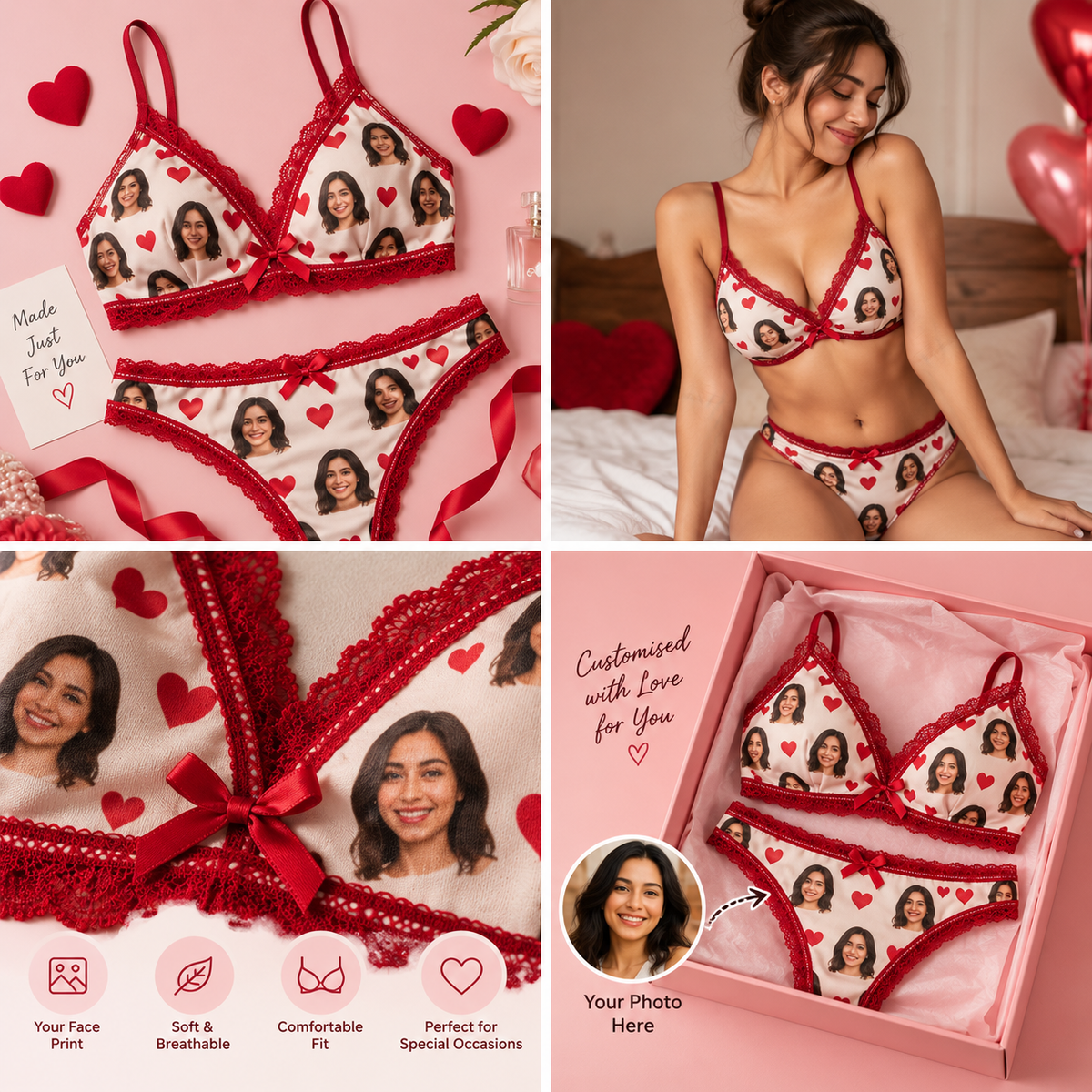 Custom Face Bralette and Panty Set