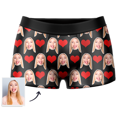 Custom Face Boxers Full of Heart Valentine's Day Gifts For Boyfriend D01