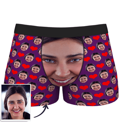 Custom Face Boxers Full of Heart Valentine's Day Gifts For Boyfriend D02