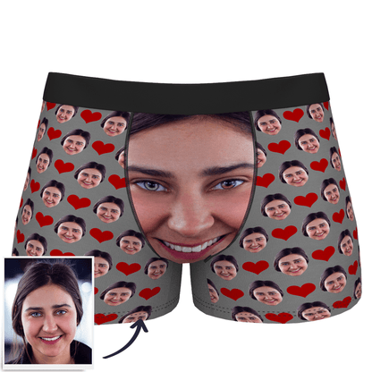 Custom Face Boxers Full of Heart Valentine's Day Gifts For Boyfriend D02