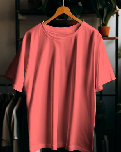 Dusty Red 100% cotton bio washed heavy drop shoulder solid oversized tshirt